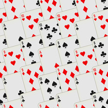 Playing Cards Seamless Pattern. Card Deck Repeated Background.