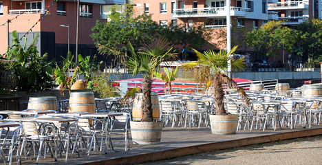 Outdoor bar terrasse in dockland - Strasbourg - France