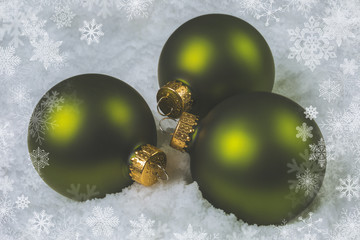 Canvas Print - Green christmas balls