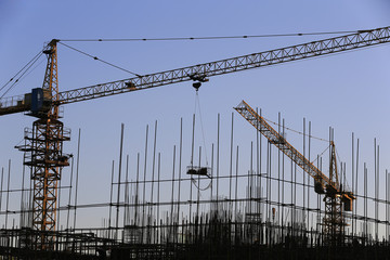 Wall Mural - The crane is working at the construction site