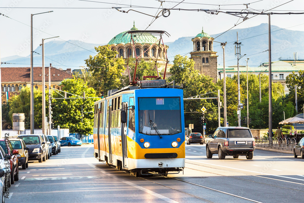 Obraz na płótnie Old tram in Sofia, Bulgaria w salonie