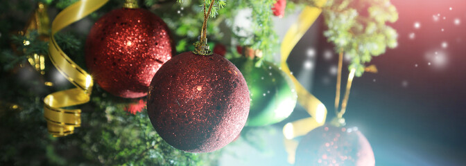 Poster - Christmas background with colorful light and bokeh