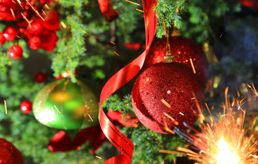 Poster - Christmas background with colorful light and bokeh