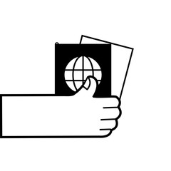 Sticker - contour hand with passport to travel document id