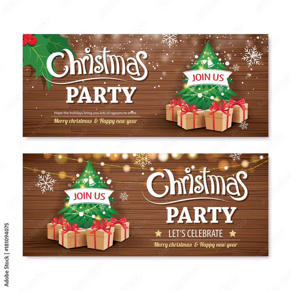 stock-vektorgrafik „invitation merry christmas party poster banner