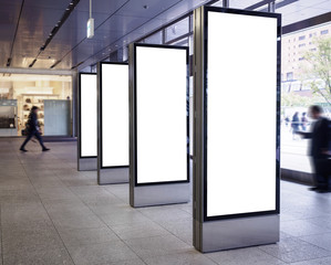 blank light box media set vertical sign stand display public building