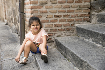 portrait of offended little girl