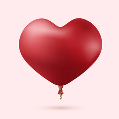 Wall Mural - vector modern red heart balloon with ribbon