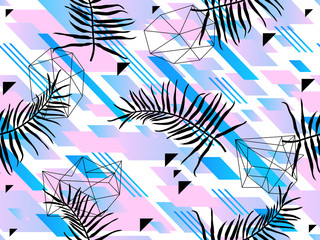Wall Mural - seamless geometric pattern in retro 80s 90s style. doodle geometric shapes. abstract vector retro me
