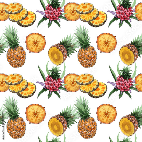 egzotyczny-ananas-zdrowy-jedzenie-wzor-w-stylu-przypominajacym-akwarele-pelna-nazwa-owocu-ananas-dziki-owoc-aquarelle-w-tle