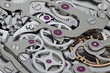 Wrist watch machinery 3D rendering with gears close-up view