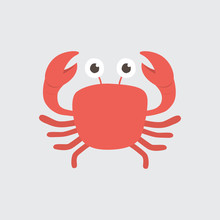 Funny Cartoon Crab On White Background