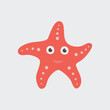 Funny cartoon starfish on white background