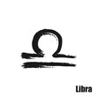 © Andrii - Vector zodiac sign with text. Hand drawn calligraphic horoscope icon. Ink brush libra symbol