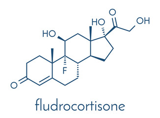 Canvas Print - Fludrocortisone aldosterone hormone substitution drug molecule. Skeletal formula.