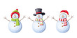 © naddya - Vector set of three Christmas snowmen isolated on a white background.