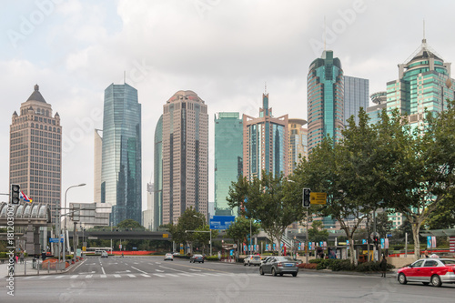 Plakat Szanghaj Lujiazui miasta krajobraz