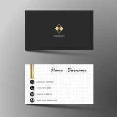 Modern business card template design. With inspiration from the abstract. Contact card for company. Two sided black and white . Vector illustration. 