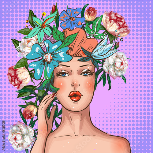 vector-pop-art-girl-with-flower-wreath-on-head