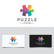 Puzzle Logo. Colorful Low Poly Puzzle Logo Design