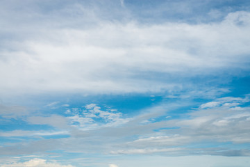 Summer sky and beautiful sun in the blue sky with clouds.