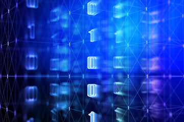 Wall Mural - blue binary code backdrop