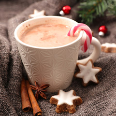 Poster - warm milk with cocoa for winter