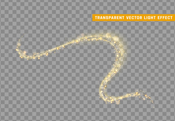 Magic light effect. Stardust golden glitter. Sparkle star dust vector illustration.