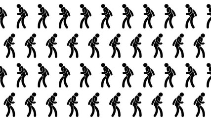 Wall Mural - Celebrating dancing pictogram people seamless moving animated looped pattern.
