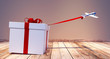 © hd3dsh - Airplane toy pulling huge white Christmas present 3D Rendering