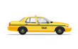 Taxi Yellow Car Cab Isolated on white background. Vector Illustration.