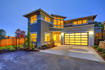 Wall Mural - Modern craftsman style home exterior.