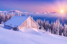 Sunrise In Winter Mountain