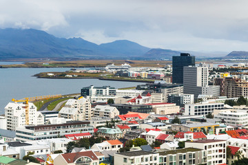 Canvas Print - above view of Midborg district in Reykjavik