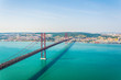 puente 25 de abril bridge in Lisbon, Portugal.