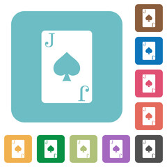 Sticker - Jack of spades card rounded square flat icons