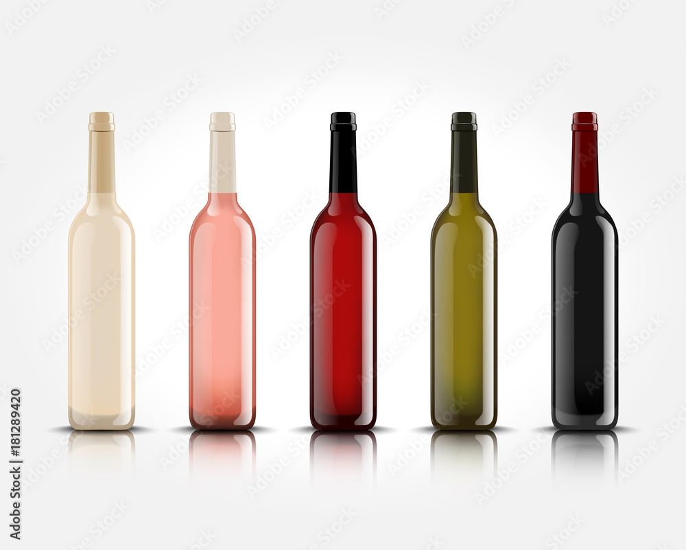 3d realistic vector isolated wine bottles without labels for your ...