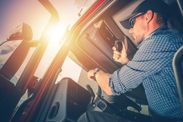 Wall Mural - Trucker Preparing For Trip