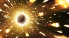 Baseball. Baseball Ball. Baseball Background With Fiery Sparks In Action