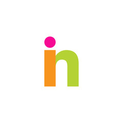 Initial letter in, overlapping transparent lowercase logo, modern magenta orange green colors