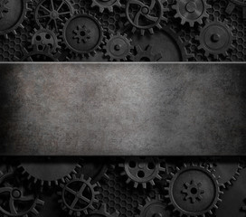 Wall Mural - rusty cogs and gears steam punk 3d illustration background