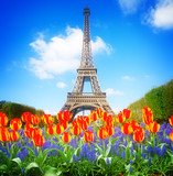 Fototapeta Paryż - eiffelTower in sunny spring day in Paris, France , retro toned