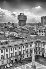 Canvas Print - Aerial view from the roof of the Cathedral, Milan, Italy