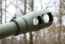 Muzzle From A Historical Cannon Prepared For The Staging Of Military Events During The Great Patriotic War. Russia.