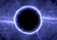 Blue Circle Lightning, Electrical Plasma Background