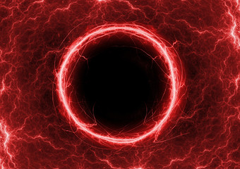 Wall Mural - red circle lightning, plasma electrical background