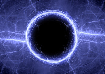 Wall Mural - blue circle lightning, electrical plasma background