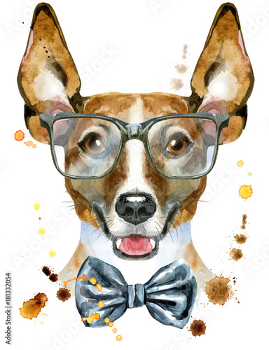 jack-russel-terrier-pies-z-okularami-i-muszka-akwarela