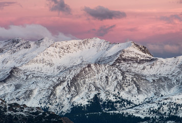 Mountain panorama in the Italy during sunset. Beautiful natural landscape in the Italy mountain