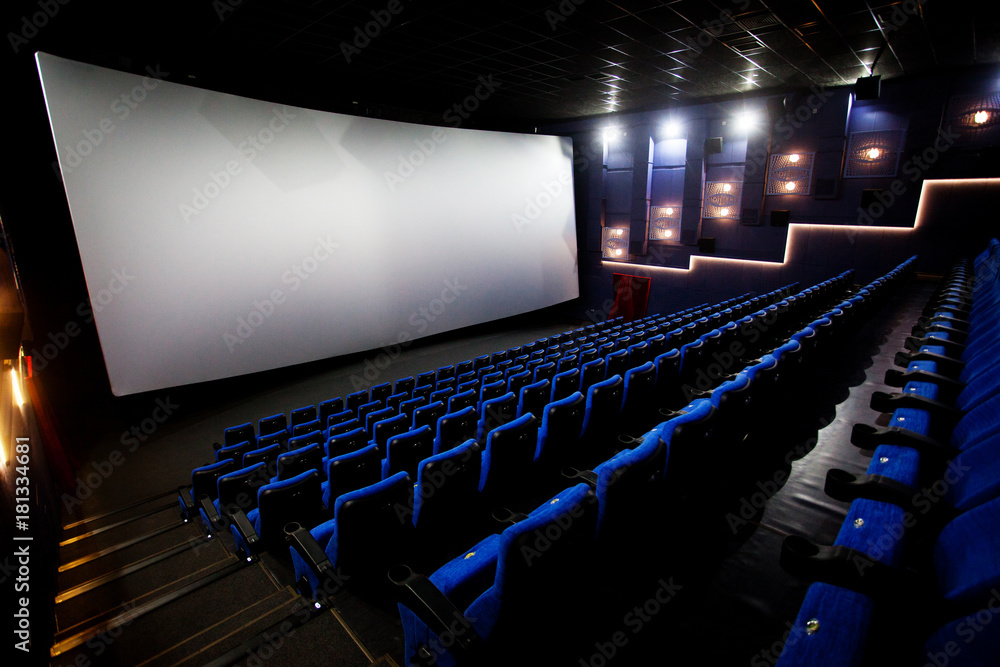 Free blue comfortable seats in the cinema imax - obrazy, fototapety, plakaty 